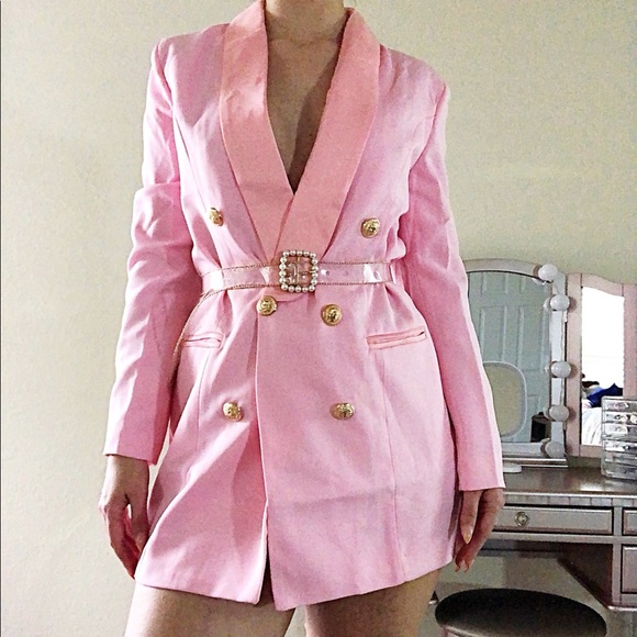 Baby pink buttoned blazer dress XL - Picture 3 of 9